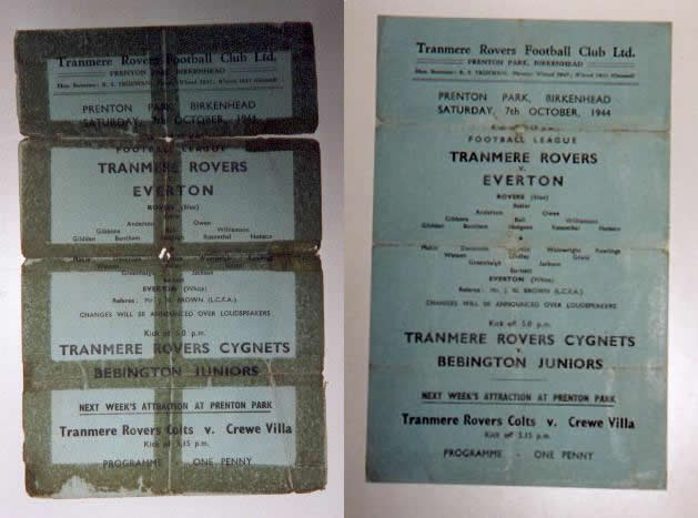 Tranmere Rovers Vs Everton 1944
